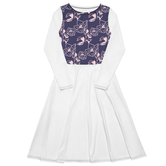 All-over print long sleeve midi dress